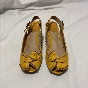 Frye Yellow Studded Women's Slingback Shoes